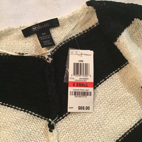 Style &Co long black and off white cardigan - Picture 6 of 7